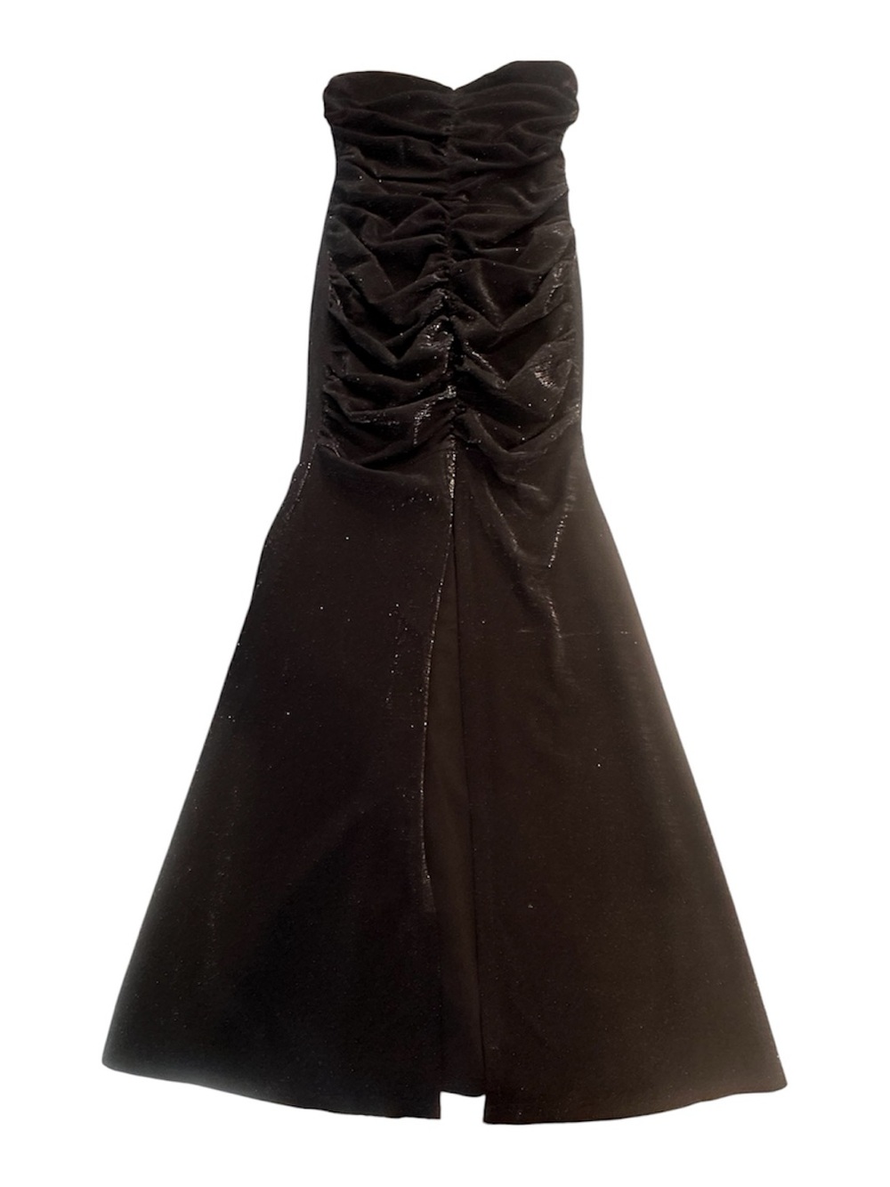 Lulu's Black Strapless Ruched Mermaid Gown